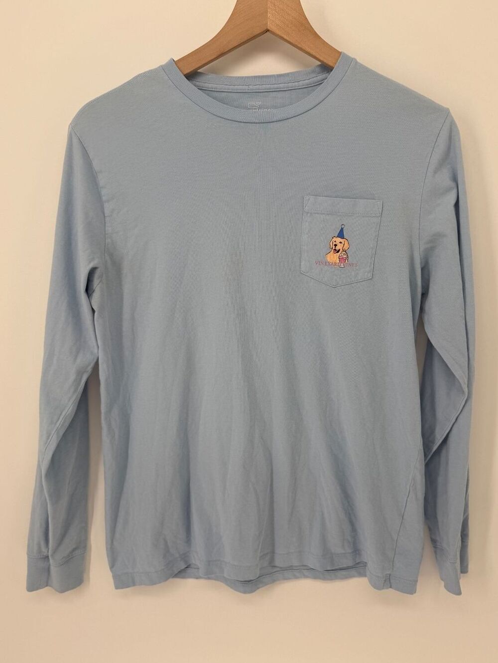 Vineyard Vines Golden Retriever Long Sleeve Pocket Tee | Youth XL | Pre-Loved